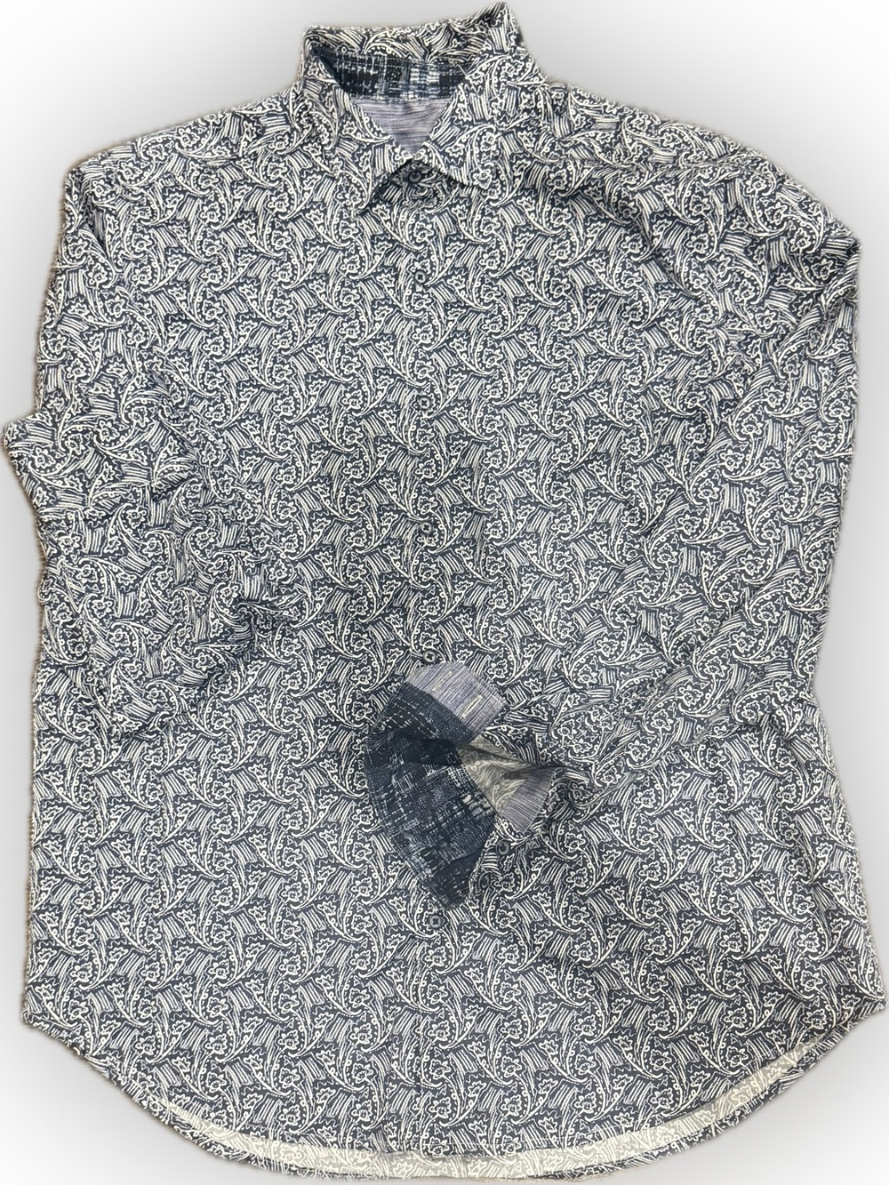 Robert Graham Blue and White Design Button-Down Shirt | Sz L